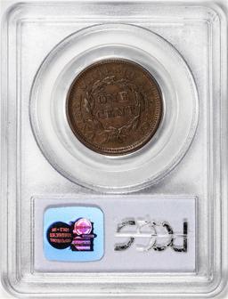 1856 Slanted 5 Coronet Head Large Cent Coin PCGS AU58