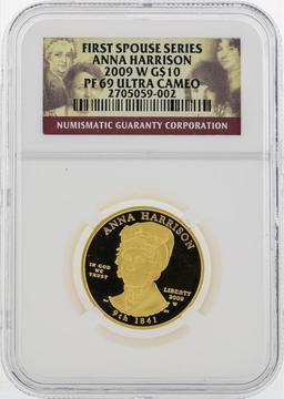2009 W $10 First Spouse Series Anna Harrison Gold Coin NGC PF69 Ultra Cameo