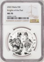 2022 Malta 5 Euros Knights of the Past 1oz Silver Coin NGC MS70