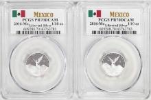 Lot of (2) 2016-Mo Mexico Proof 1/10 oz Silver Libertad Coins PCGS PR70DCAM