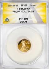 1998-W $5 Proof American Gold Eagle Coin ANACS PF69DCAM