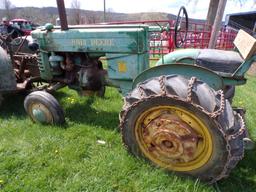JD M Tractor, Rear Wheel Weights, Chains, S/N: 18772 - Not Running, Needs W
