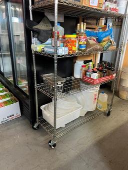Metal Storage Shelf with Wheels, box Lipton Tea
