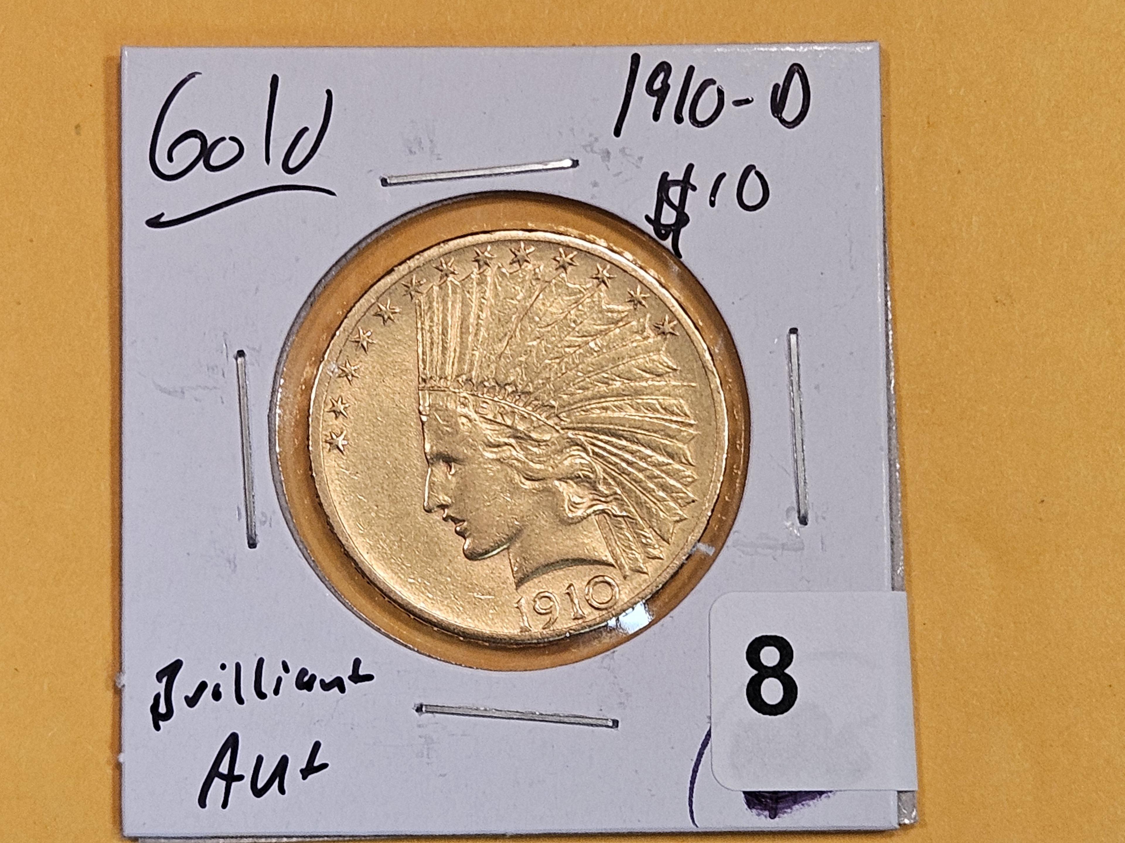 GOLD! Brilliant About Uncirculated plus 1910-D Gold Indian Ten Dollars