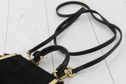 Salvatore Ferragamo Black Suede Leather Gold-tone Gancini 2Way Shoulder Bag