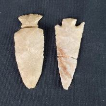 2 Native American stone arrowheads both broken
