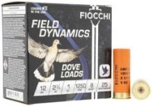 Fiocchi 12GT8 Field Dynamics Dove Quail 12 Gauge 2.75 1 oz 8 Shot 25 Bx