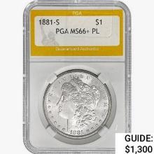 1881-S Morgan Silver Dollar PGA MS66+ PL