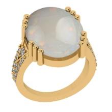10.01 Ctw SI2/I1 Opal And Diamond 14K Yellow Gold Engagement Ring