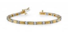 14KT TWO TONE GOLD 1.25 CTW G-H SI2/SI3 MEMENTO SINGLE DIAMOND AND LINK BRACELET
