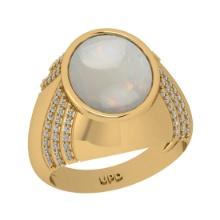 7.00 Ctw I2/I3 Opal And Diamond 14K Yellow Gold Engagement Ring