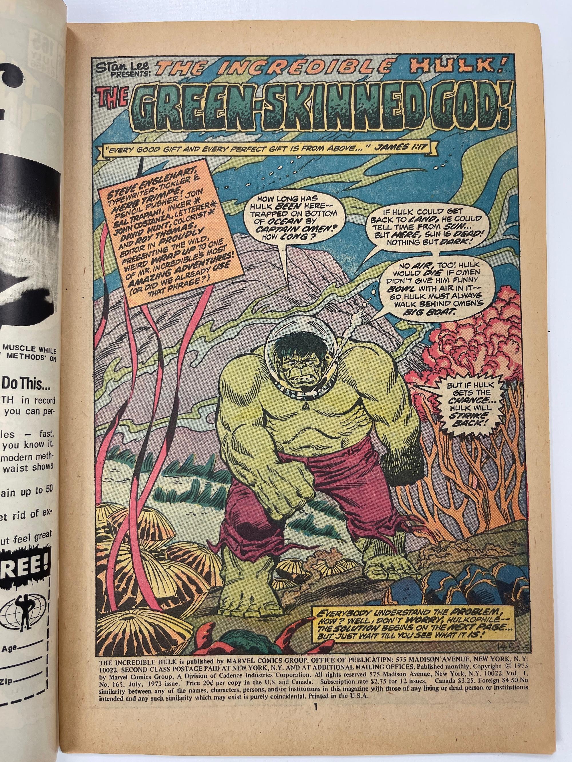 Incredible Hulk #165 Marvel COMIC BOOK 1973