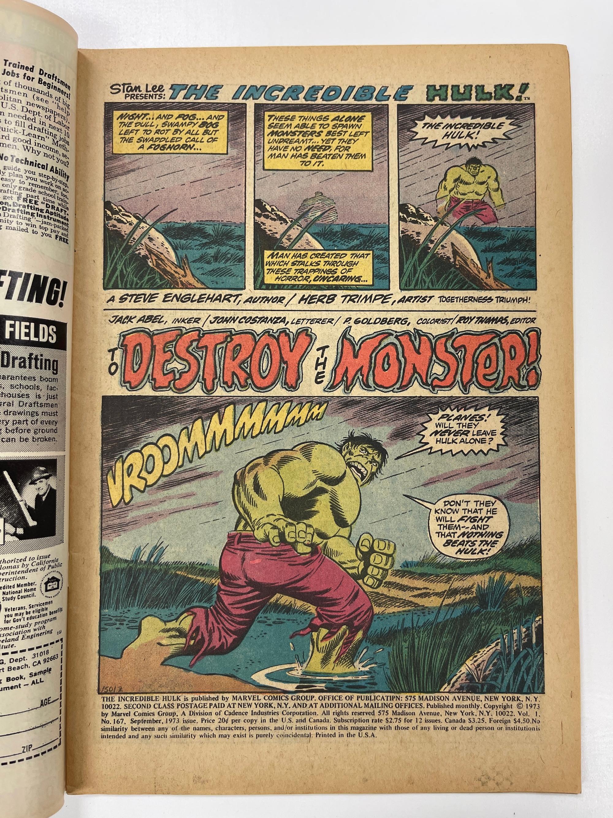 INCREDIBLE HULK #167 SEPTEMBER 1973 MODOK "DESTROY! CRIES THE MONSTER"