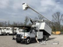 Altec LR760-E70, Over-Center Elevator Bucket Truck mounted behind cab on 2012 Ford F750 Chipper Dump