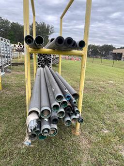ASSTD SIZE COATED GALVANIZED PIPE W/ 2.5'X6'X7' METAL PIPE STAND