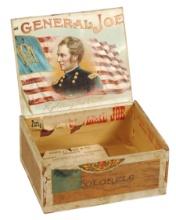 Cigar Box, General Joe Hooker, wood w/pressed lid & Fighting Joe Hooker int