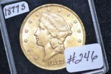 1877-S Liberty Head Twenty Dollar Gold Piece; MS
