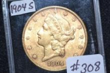 1904-S Liberty Head Twenty Dollar Gold Piece; MS