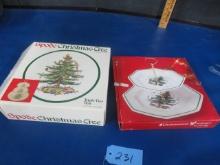 SPODE TRIPLE TIER  CHRISTMAS PC AND NIKKO PC STILL IN BOXES