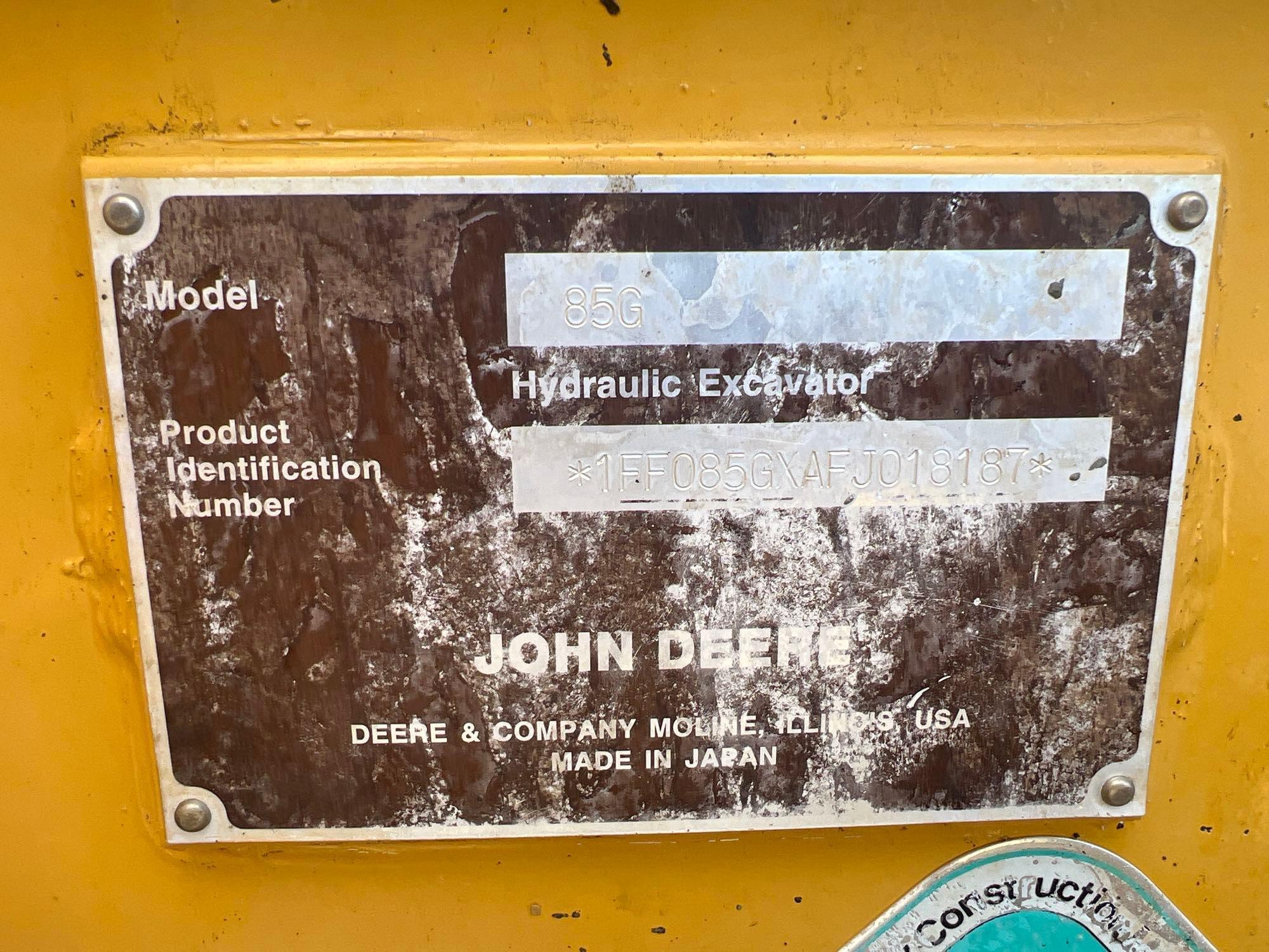 2015 JOHN DEERE 85G EXCAVATOR