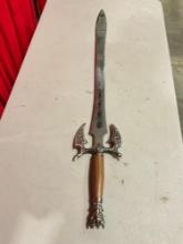Dark Fantasy Metal Sword w/ Wood Handle & 31" Blade - Made in Pakistan