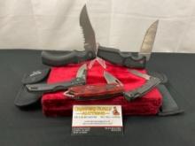 5x Modern Folding Pocket Knives, 2x Gerber models 600 & 650, 3x Buck Models 285, 442 & 777