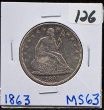 1863 SEATED LIBERTY HALF DOLLAR