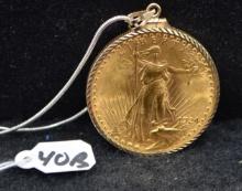 1924 $20 SAINT GAUDENS GOLD COIN IN 14K BEZEL