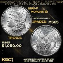 ***Auction Highlight*** 1890-p Morgan Dollar $1 Graded ms65 By SEGS (fc)