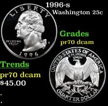 Proof 1996-s Washington Quarter 25c Grades GEM++ Proof Deep Cameo