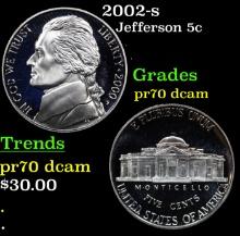 Proof 2002-s Jefferson Nickel 5c Grades GEM++ Proof Deep Cameo
