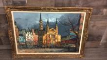 CATHEDRAL CITYSCAPE ORIGINAL CANVAS PAINTING