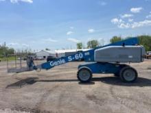 GENIE S60 BOOM LIFT SN:613467 4x4, powered by diesel engine, equipped with 60ft. Platform height,