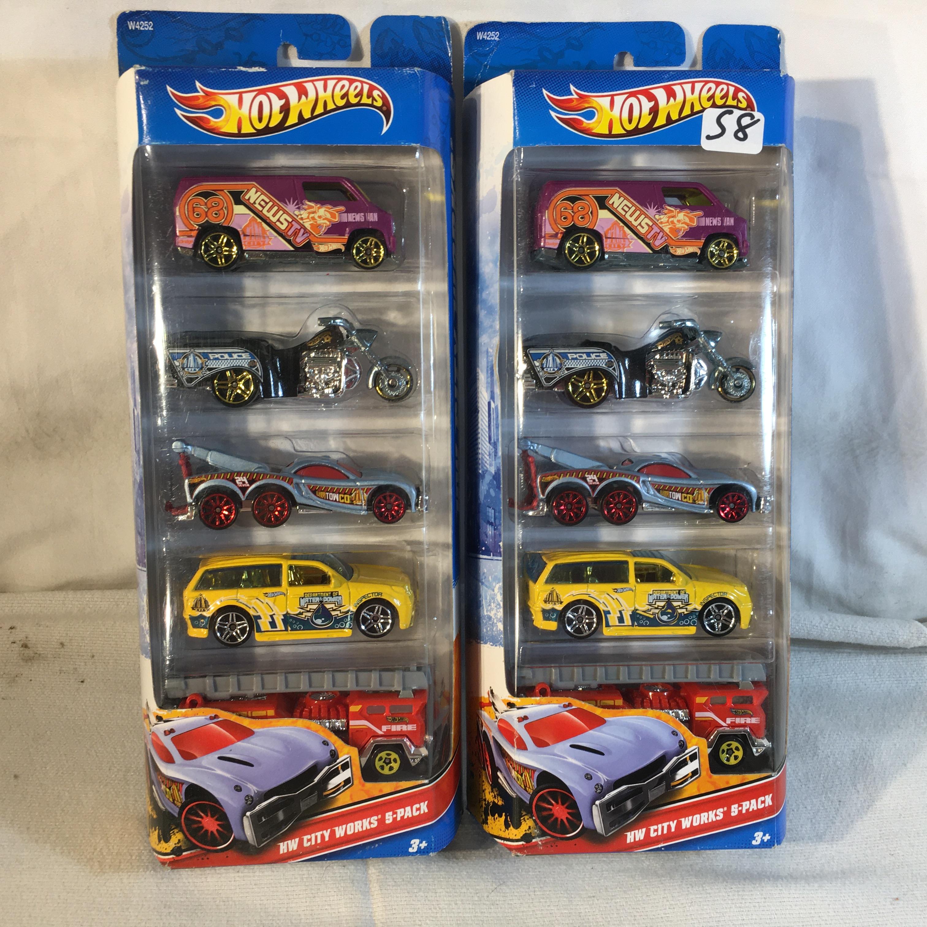 Lot of 2 Pcs 5-Pack Hot wheels 1/64 Scale DieCast Metal Cars - See Pictures