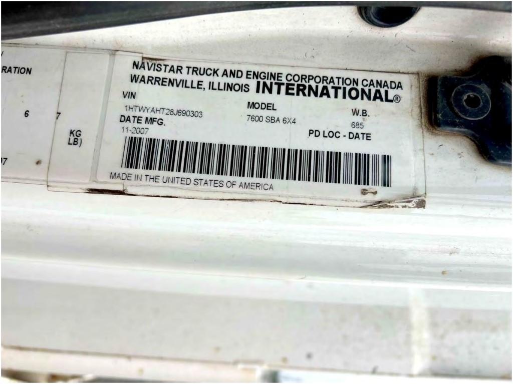 2008 INTERNATIONAL 7600 SBA6BA 6X4 GRAPPLE TRUCK/MATERIAL HANDLER, 15,843 h