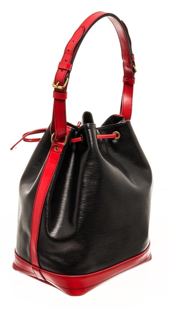 Louis Vuitton Black and Red Bicolor Epi Leather Noe Shoulder Bag