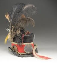 INDIAN-STYLE DECORATED BEAVER TOP HAT.