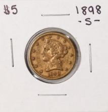 1898-S $5 Liberty Head Half Eagle Gold Coin