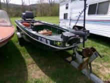 14' Fiberglass Fishing Boat with Extra Fuel Tanks and Mercury 402 40 HP Eng