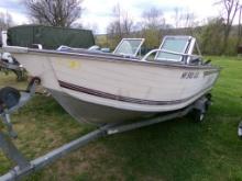 1987 Blue Fin 17' Open Bow Fishing Boat, Vin #: BFFRS053H687 on Single Axle