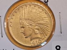 GOLD! Brilliant About Uncirculated plus 1910-D Gold Indian Ten Dollars