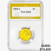 1905-S $5 Gold Half Eagle PGA MS65