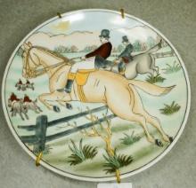 Vintage Equestrian Fox Hunt Porcelain Collectors Wall Plate