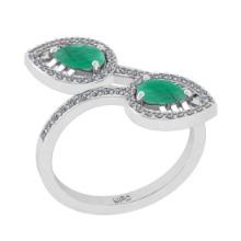 1.35 Ctw VS/SI1 Emerald and Diamond 14K White Gold Engagement Ring(ALL DIAMOND ARE LAB GROWN)