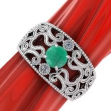 1.25 CtwVS/SI1 Emerald and Diamond14K White Gold Engagement Ring (ALL DIAMOND ARE LAB GROWN)