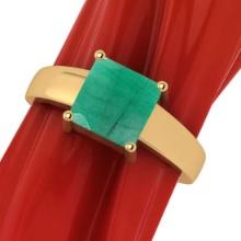 2.20 Ctw Emerald14K Yellow Gold Solitaire Ring (ALL DIAMOND ARE LAB GROWN)
