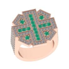 2.03 Ctw VS/SI1 Emerald and Diamond 14K Rose Gold Vintage Style Ring (ALL DIAMOND ARE LAB GROWN DIAM