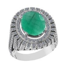 3.92 Ctw VS/SI1 Emerald and Diamond 14K White Gold Vintage Style Ring (ALL DIAMOND ARE LAB GROWN DIA