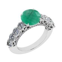 4.65 Ctw VS/SI1 Emerald and Diamond 14K White Gold Engagement Ring (ALL DIAMOND ARE LAB GROWN)