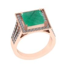 3.56 Ctw VS/SI1 Emerald and Diamond 14K Rose Gold Vintage Style Ring (ALL DIAMOND ARE LAB GROWN DIAM